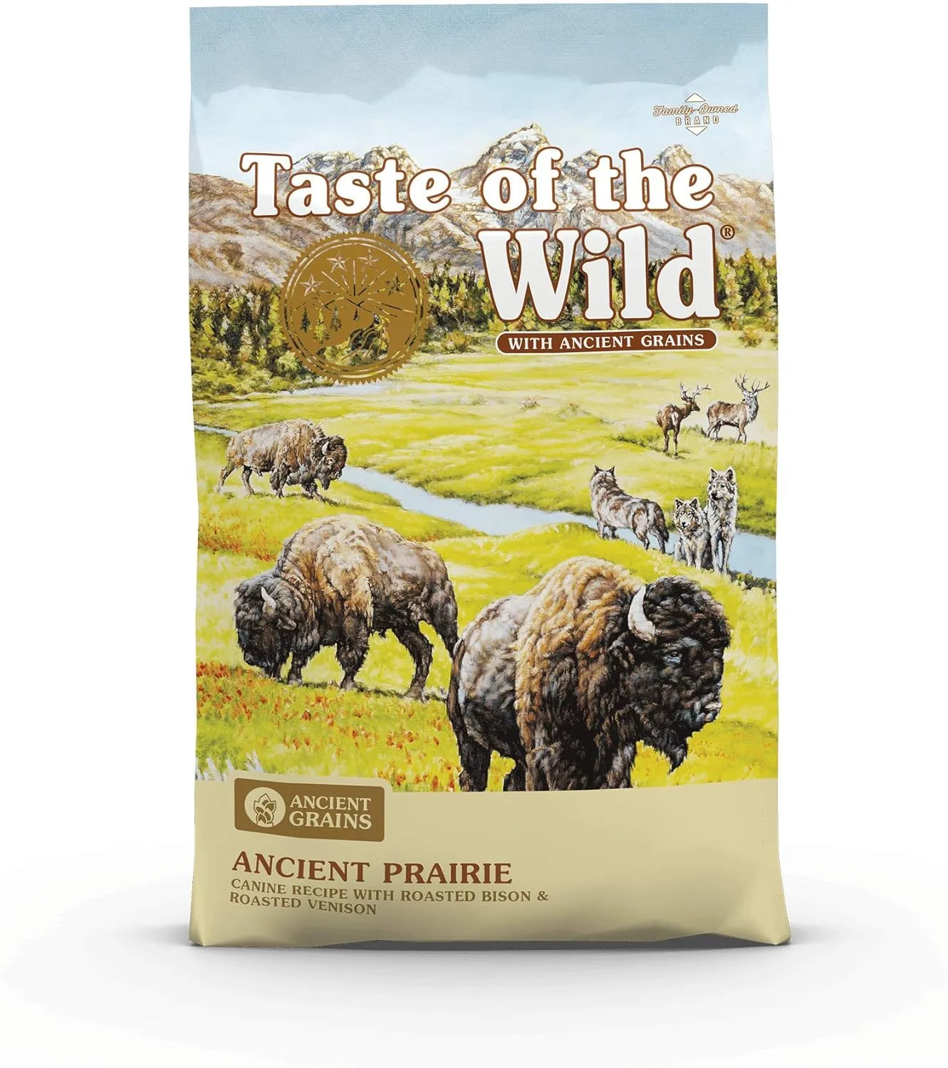 Taste of the Wild with Ancient Grains, Ancient Prairie Canine Recipe with Roasted Bison and Venison Dry Dog Food, Made with High Protein from Real Meat and Guaranteed Nutrients and Probiotics 14lb