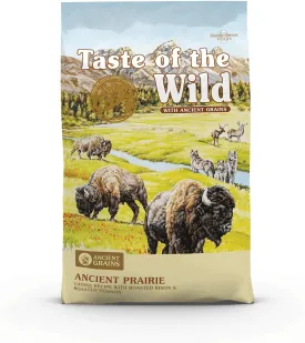 Taste of the Wild with Ancient Grains, Ancient Prairie Canine Recipe with Roasted Bison and Venison Dry Dog Food, Made with High Protein from Real Meat and Guaranteed Nutrients and Probiotics 14lb