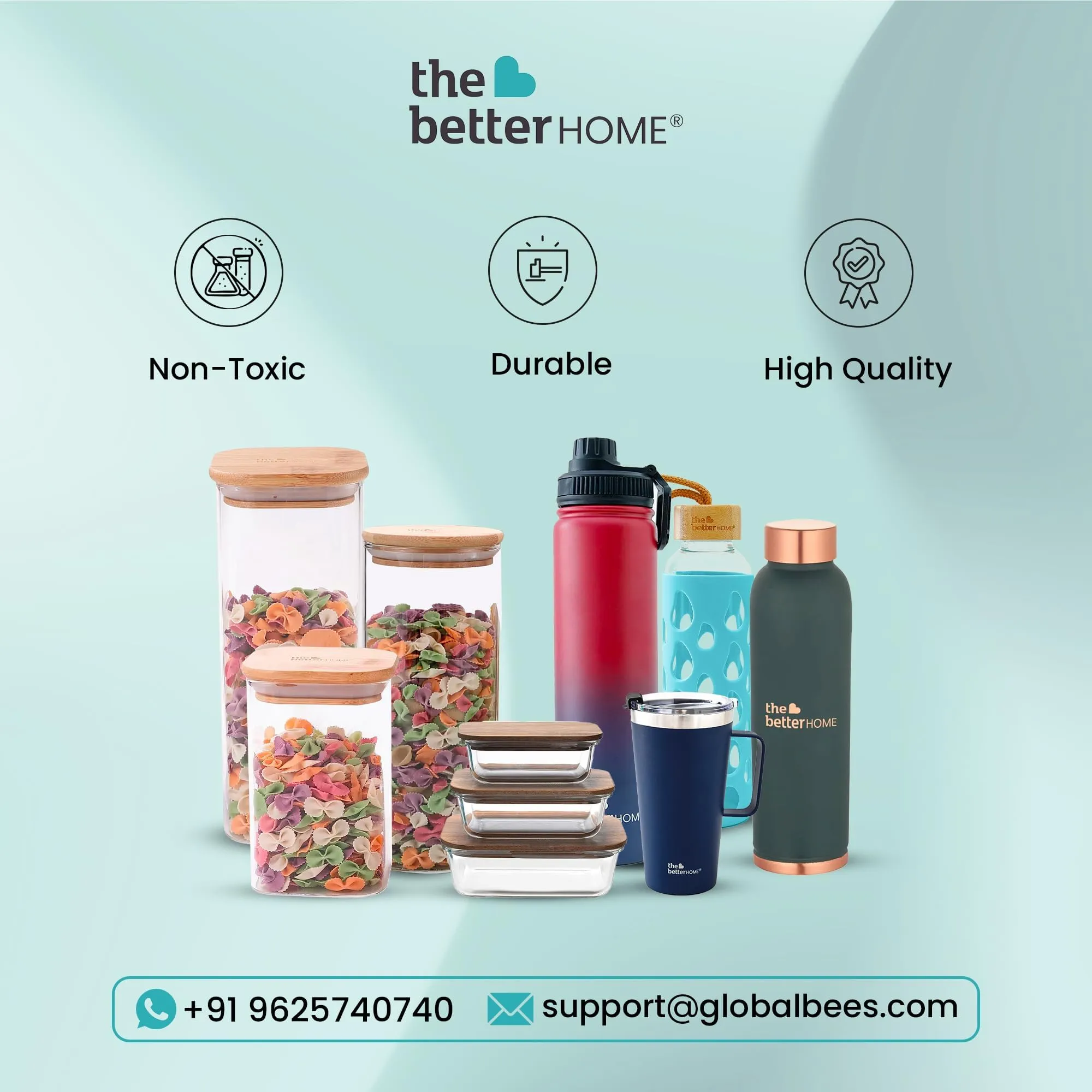 The Better Home Insulated Stainless Steel Water Bottle with Bamboo Lid 500 Ml |Non-Toxic & BPA Free Water Bottle for Home Office Kids| Hot for 18 Hours,Cold for 24 Hours|Pack of 5