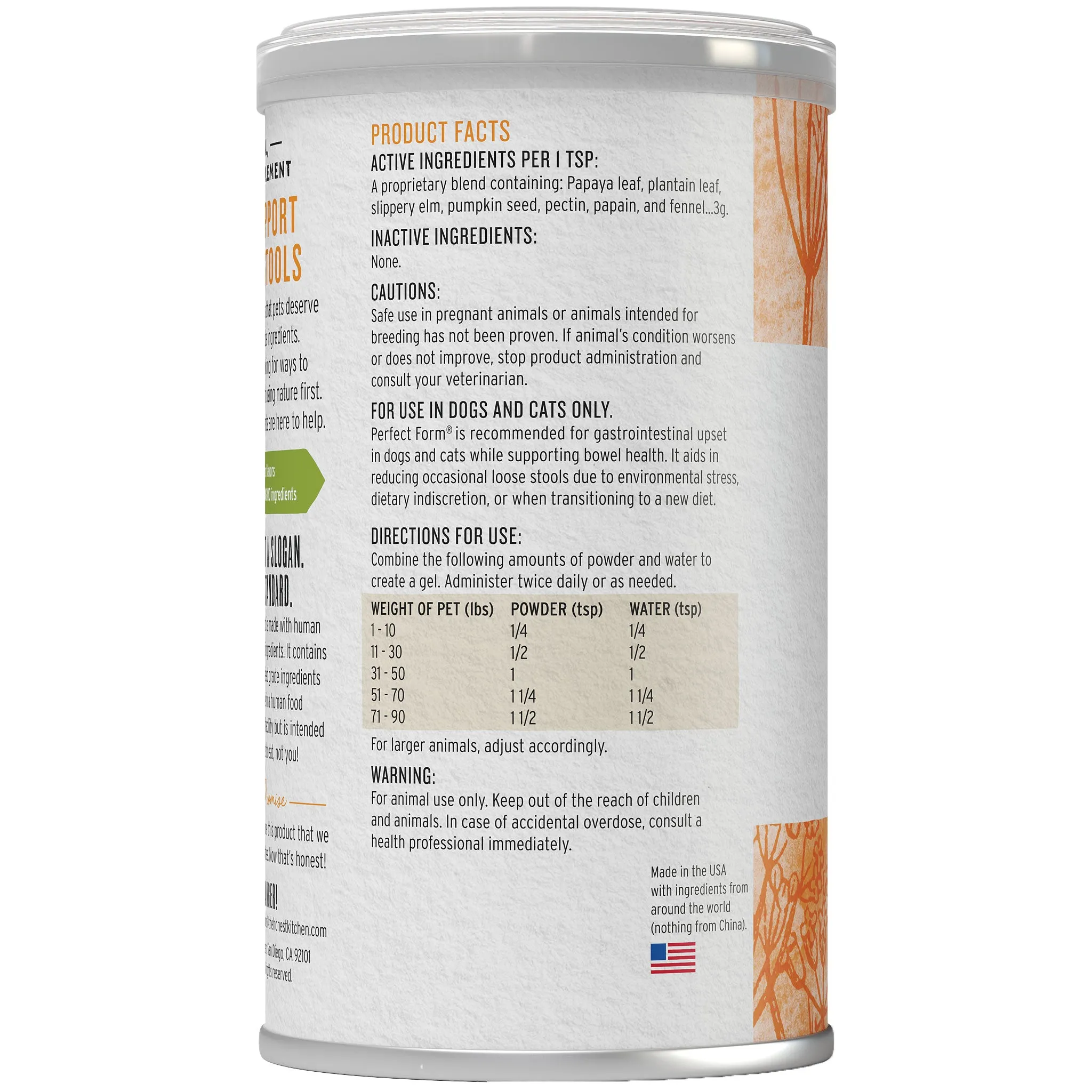 The Honest Kitchen Perfect Form Digestive Supplement for Dog & Cat - 3.2oz