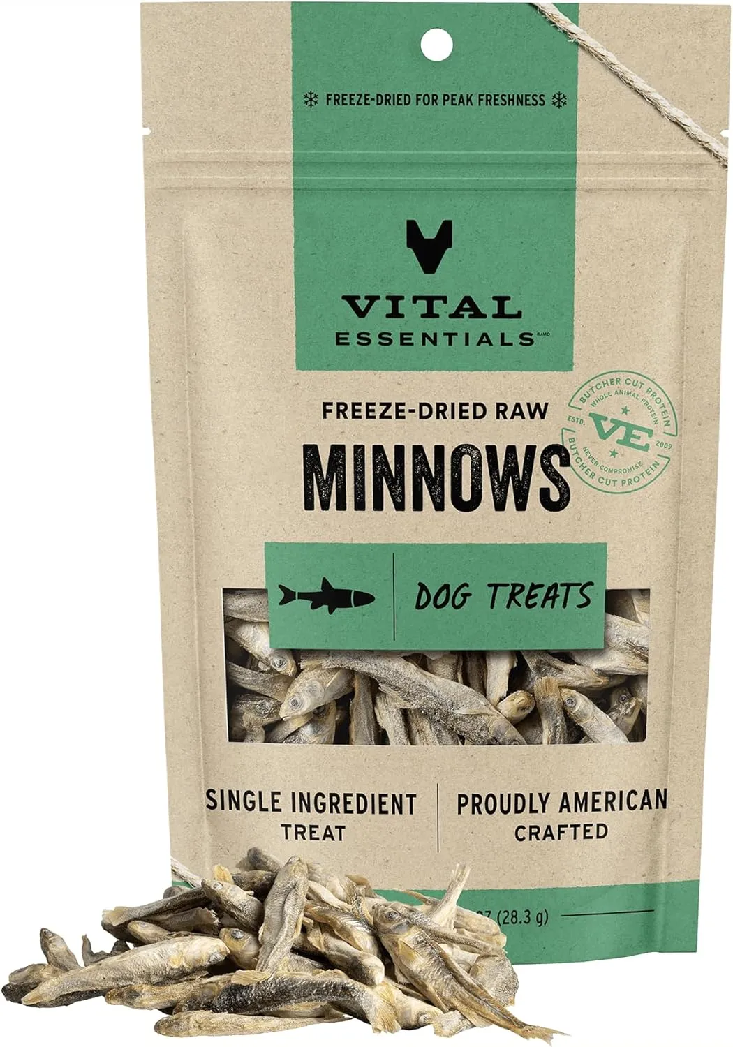 Vital Essentials Minnows Dog Treats, 1 oz | Freeze-Dried Raw | Single Ingredient |Premium Quality High Protein Training Treats | Grain Free, Gluten Free, Filler Free