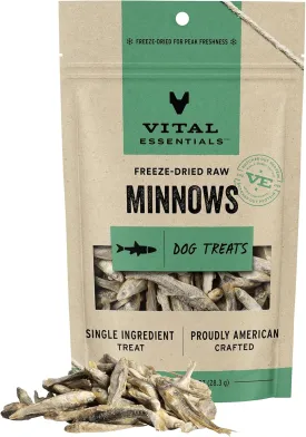 Vital Essentials Minnows Dog Treats, 1 oz | Freeze-Dried Raw | Single Ingredient |Premium Quality High Protein Training Treats | Grain Free, Gluten Free, Filler Free