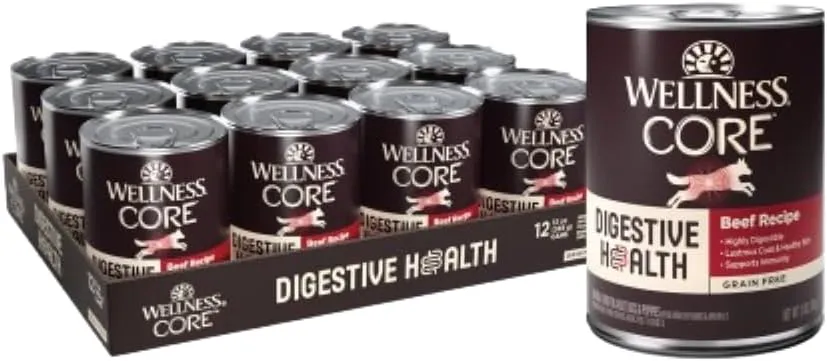 Wellness CORE Digestive Health Beef Grain Free Wet Dog Food, 13 Ounce Can (Pack of 12)