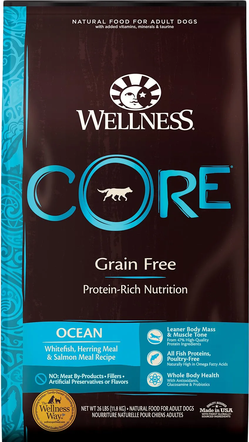 Wellness CORE Natural Grain Free Ocean Whitefish, Herring & Salmon Recipe Dry Dog Food