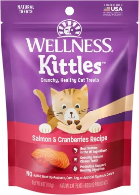 Wellness Kittles Crunchy Natural Grain Free Cat Treats, Salmon & Cranberries Recipe, All Life Stages, 6-Ounce Bag