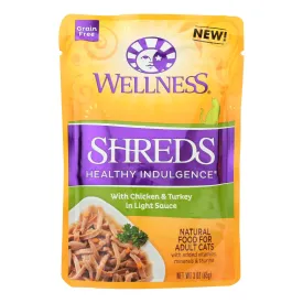 Wellness Pet Products Cat Food Shreds - Chicken and Turkey (Pack of 24) - 3 Oz.