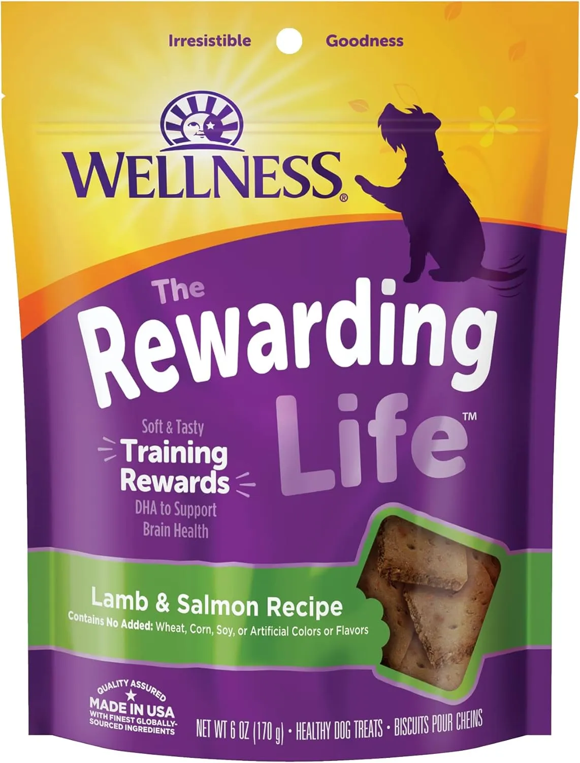 Wellness Rewarding Life Dog Treats, Natural, Training Treat, Grain Free, Soft Lamb & Salmon (6 Ounce bag)