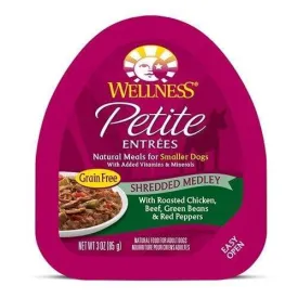 Wellness Small Breed Petite Entrees Roasted Chicken, Beef, Green Beans & Red Peppers Shredded Medley Wet Dog Food 3oz