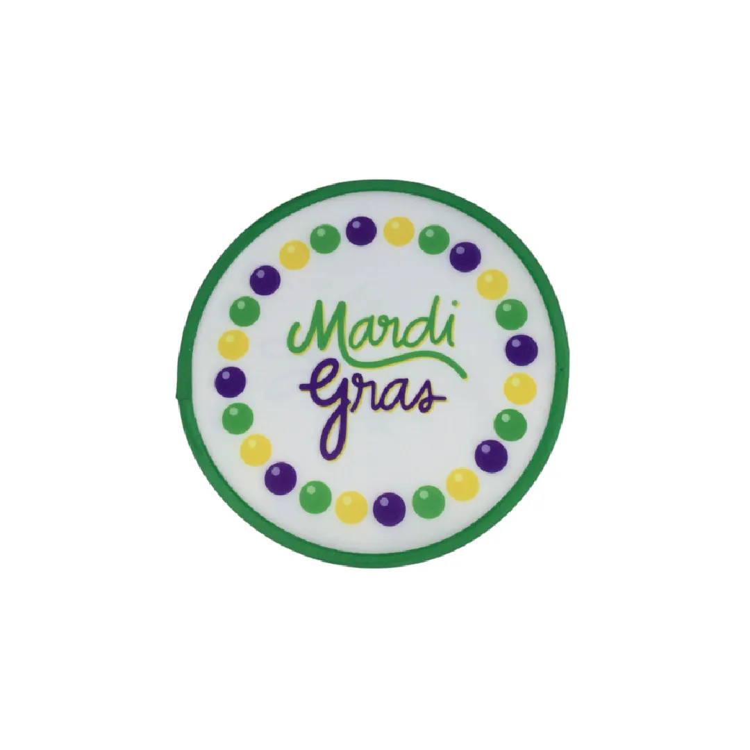 White Flex Frisbee with Mardi Gras and Beads Logo (Pack of 6)