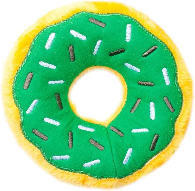 ZippyPaws Donutz - No Stuffing Dog Toys to Keep Them Busy, for Small and Medium Dogs, Squeaky Pet Toy for Boredom, Unstuffed Chew Toy, Soft Plush Puppy Products, Funny Food Toy - Mint Chip Donut
