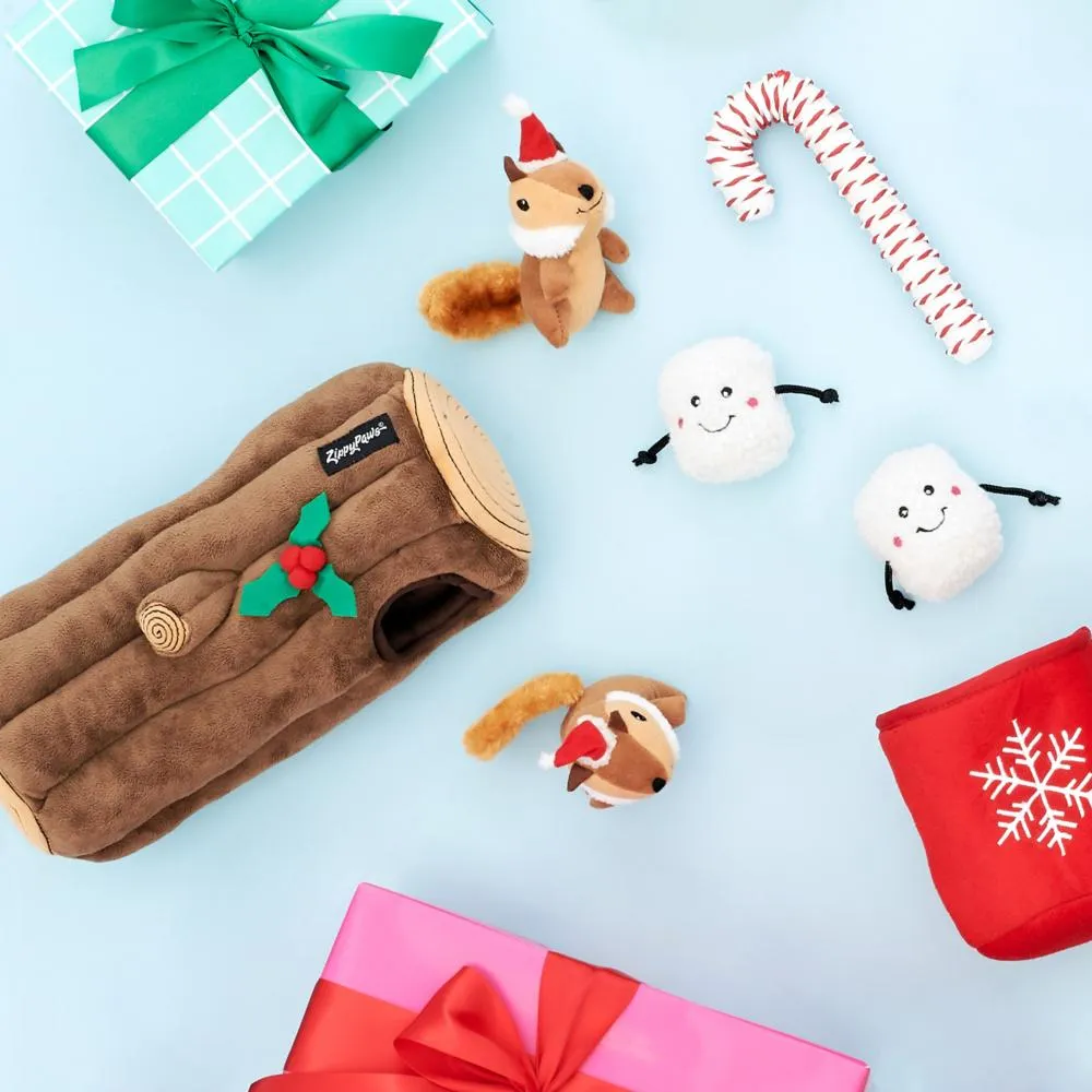 ZippyPaws Holiday Burrow Yule Log Puzzle Dog Toy