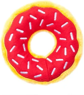 ZippyPaws - Original Donutz No Stuffing Squeaky Plush Dog Toy - Cherry