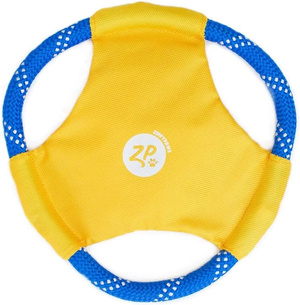 ZippyPaws - Rope Gliderz Durable Outdoor Dog Toy Flying Disc - Yellow