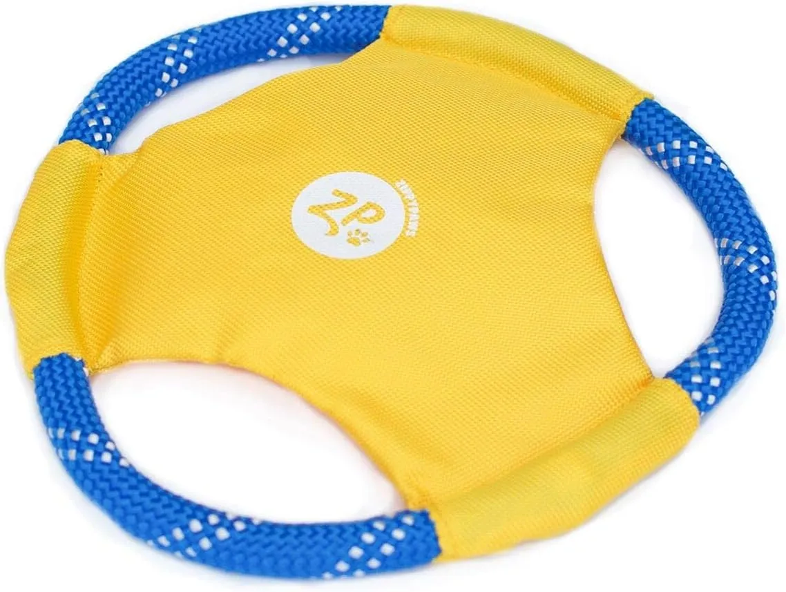 ZippyPaws - Rope Gliderz Durable Outdoor Dog Toy Flying Disc - Yellow