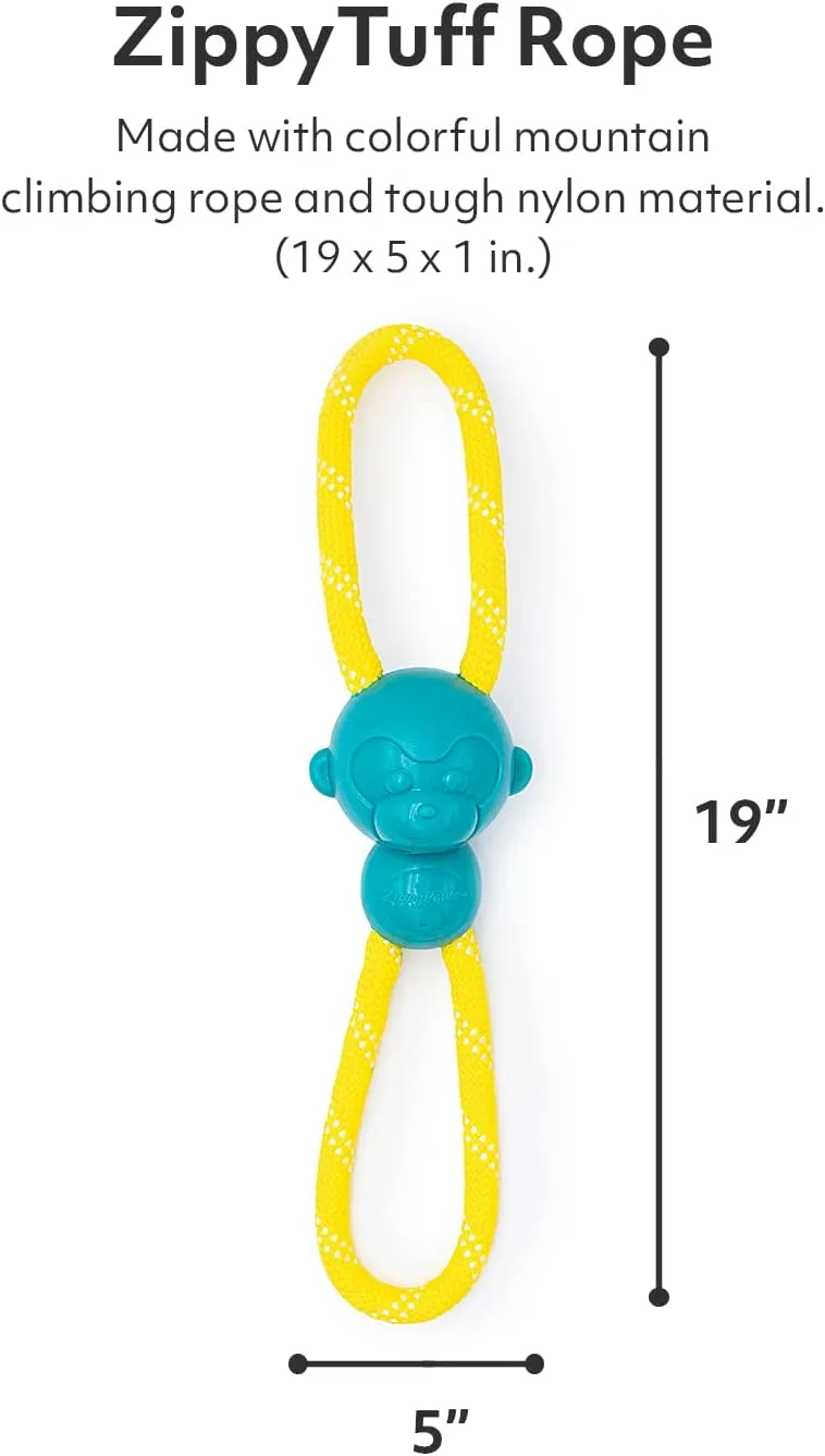 ZippyPaws - RopeTugz Teal Aggressive Chewers Dog Toy - Durable Rope, Squeaky Chew Toy, Perfect for Tug of War, Suitable for Small, Medium, and Large Breeds - Machine Washable