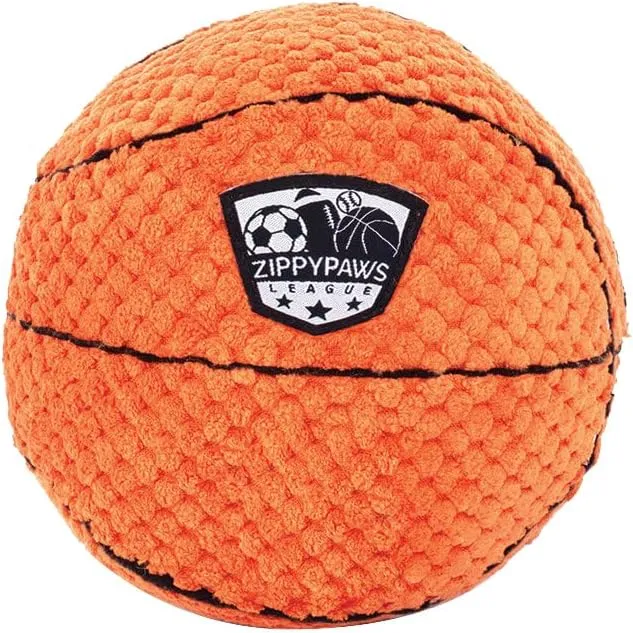 ZippyPaws SportsBallz - Plush Basketball Dog Toy, Soft Squeaky Balls for Dogs, Indoor & Outdoor Puppy Fetch Toys for Small, Medium, & Large Dogs, Stuffed Plushie Play Toy Balls for Puppies