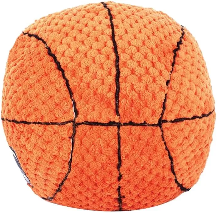 ZippyPaws SportsBallz - Plush Basketball Dog Toy, Soft Squeaky Balls for Dogs, Indoor & Outdoor Puppy Fetch Toys for Small, Medium, & Large Dogs, Stuffed Plushie Play Toy Balls for Puppies