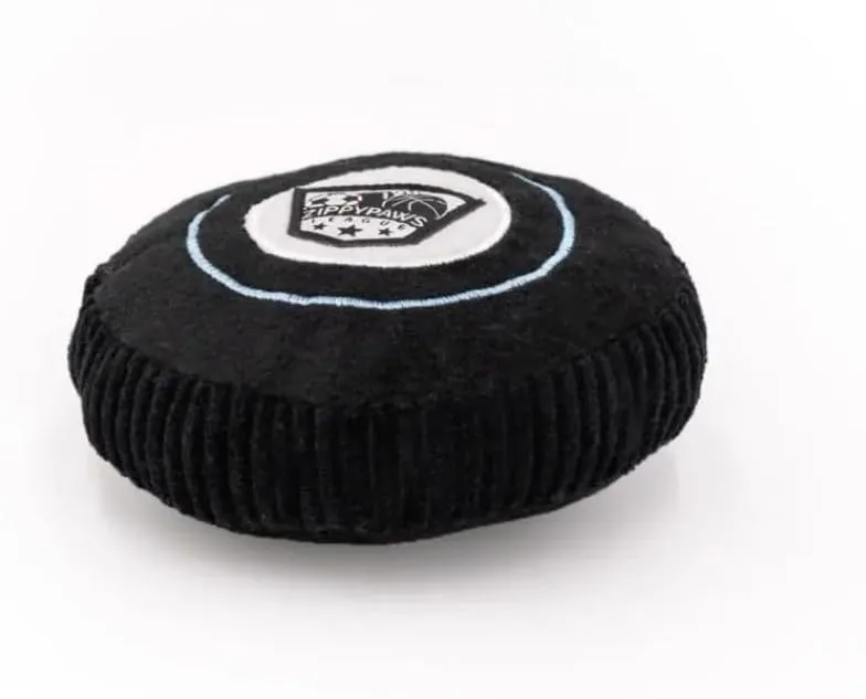 ZippyPaws SportsBallz - Plush Hockey Puck Dog Toy, Soft Squeaky Balls for Dogs, Indoor & Outdoor Puppy Fetch Toys for Small, Medium, & Large Dogs, Stuffed Plushie Play Toy Balls for Puppies