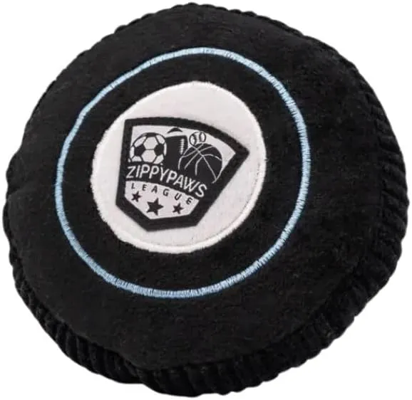ZippyPaws SportsBallz - Plush Hockey Puck Dog Toy, Soft Squeaky Balls for Dogs, Indoor & Outdoor Puppy Fetch Toys for Small, Medium, & Large Dogs, Stuffed Plushie Play Toy Balls for Puppies